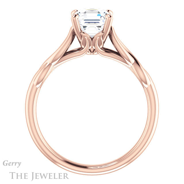 14k Rose Gold Asscher Cut Forever One Engagement Ring Setting #GTJ1137-asscher-fo-r
