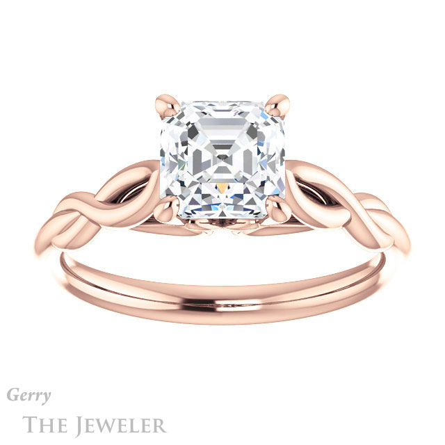 14k Rose Gold Asscher Cut Forever One Engagement Ring Setting #GTJ1137-asscher-fo-r
