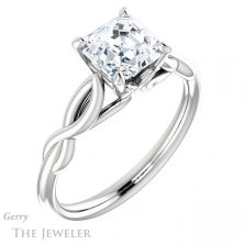 14k White Gold Asscher Cut Forever One Engagement Ring Setting #GTJ1137-asscher-fo-w