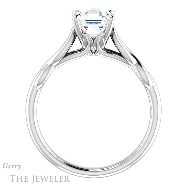 14k White Gold Asscher Cut Forever One Engagement Ring Setting #GTJ1137-asscher-fo-w