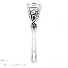 14k White Gold Asscher Cut Forever One Engagement Ring Setting #GTJ1137-asscher-fo-w