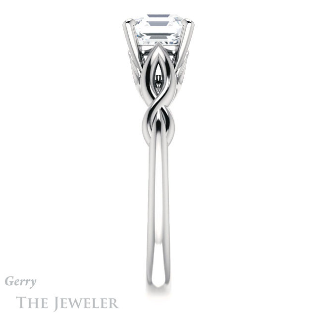 14k White Gold Asscher Cut Forever One Engagement Ring Setting #GTJ1137-asscher-fo-w