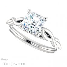 14k White Gold Asscher Cut Forever One Engagement Ring Setting #GTJ1137-asscher-fo-w