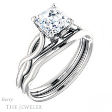 14k White Gold Asscher Cut Forever One Engagement Ring Setting #GTJ1137-asscher-fo-w