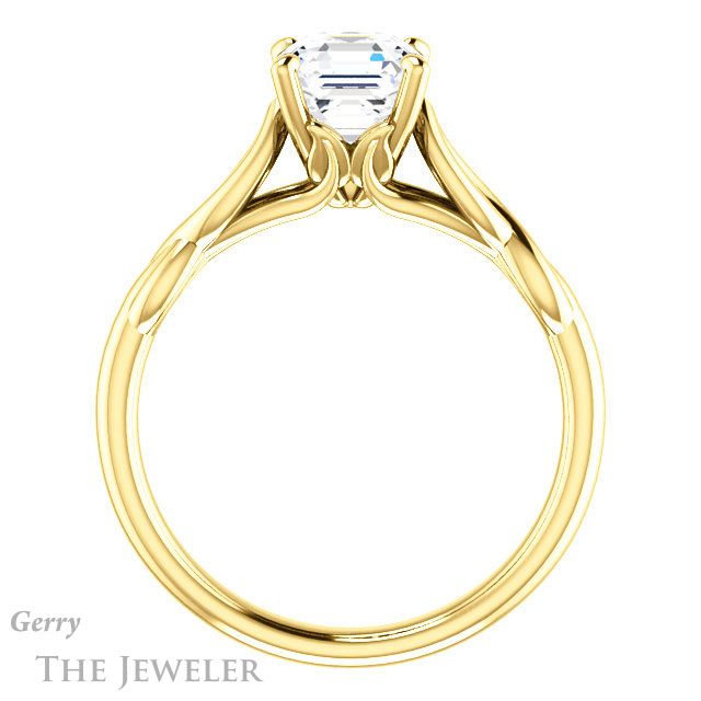 14k Yellow Gold Asscher Cut Forever One Engagement Ring Setting #GTJ1137-asscher-fo-y