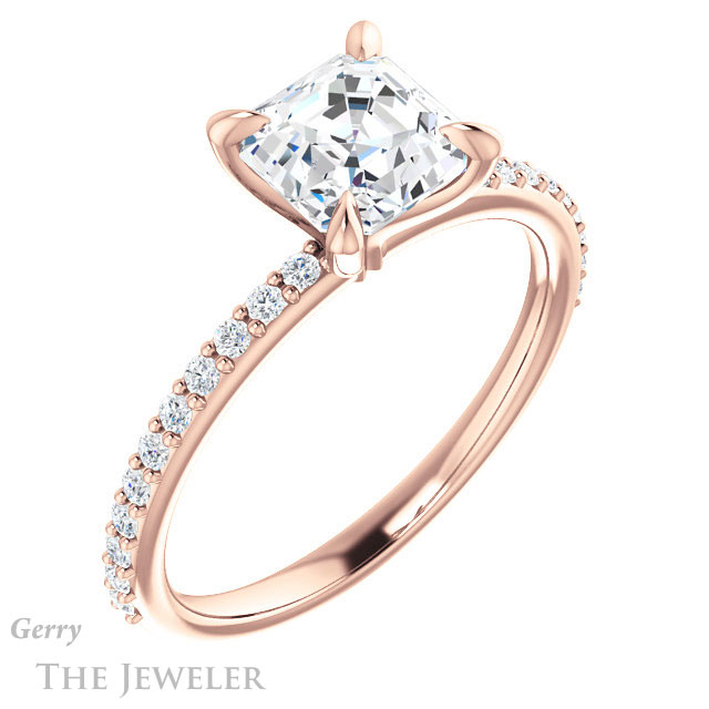 14k Rose Gold Asscher Cut Forever One Engagement Ring Setting #GTJ1138-asscher-fo-r 4 14k Rose Gold Asscher Cut Forever One Engagement Ring Setting #GTJ1138-asscher-fo-r