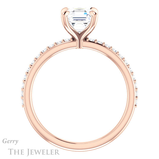 14k Rose Gold Asscher Cut Forever One Engagement Ring Setting #GTJ1138-asscher-fo-r