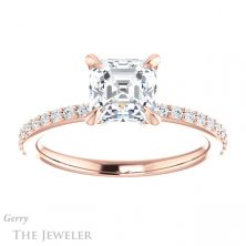 14k Rose Gold Asscher Cut Forever One Engagement Ring Setting #GTJ1138-asscher-fo-r 1 14k Rose Gold Asscher Cut Forever One Engagement Ring Setting #GTJ1138-asscher-fo-r