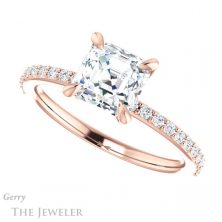 14k Rose Gold Asscher Cut Forever One Engagement Ring Setting #GTJ1138-asscher-fo-r 5 14k Rose Gold Asscher Cut Forever One Engagement Ring Setting #GTJ1138-asscher-fo-r