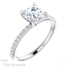 14k White Gold Asscher Cut Forever One Engagement Ring Setting #GTJ1138-asscher-fo-w 4 14k White Gold Asscher Cut Forever One Engagement Ring Setting #GTJ1138-asscher-fo-w
