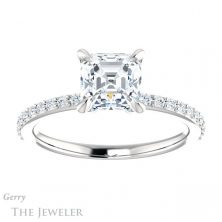 14k White Gold Asscher Cut Forever One Engagement Ring Setting #GTJ1138-asscher-fo-w 1 14k White Gold Asscher Cut Forever One Engagement Ring Setting #GTJ1138-asscher-fo-w