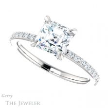 14k White Gold Asscher Cut Forever One Engagement Ring Setting #GTJ1138-asscher-fo-w 5 14k White Gold Asscher Cut Forever One Engagement Ring Setting #GTJ1138-asscher-fo-w