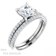 14k White Gold Asscher Cut Forever One Engagement Ring Setting #GTJ1138-asscher-fo-w 6 14k White Gold Asscher Cut Forever One Engagement Ring Setting #GTJ1138-asscher-fo-w