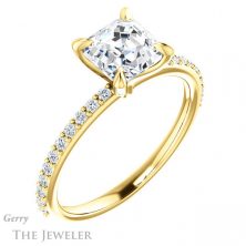 14k Yellow Gold Asscher Cut Forever One Engagement Ring Setting #GTJ1138-asscher-fo-y