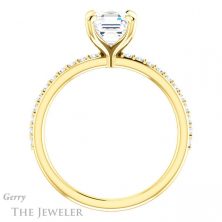 14k Yellow Gold Asscher Cut Forever One Engagement Ring Setting #GTJ1138-asscher-fo-y