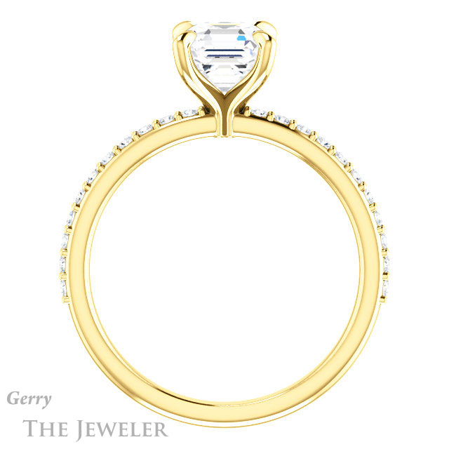 14k Yellow Gold Asscher Cut Forever One Engagement Ring Setting #GTJ1138-asscher-fo-y