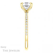 14k Yellow Gold Asscher Cut Forever One Engagement Ring Setting #GTJ1138-asscher-fo-y