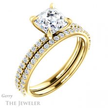 14k Yellow Gold Asscher Cut Forever One Engagement Ring Setting #GTJ1138-asscher-fo-y