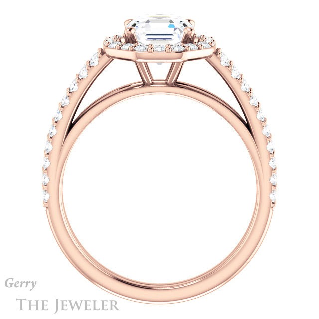 Asscher Cut Forever One Engagement Ring Setting #GTJ1139-asscher-fo-r | Gerry The Jeweler 14k Rose Gold Asscher Cut Forever One Engagement Ring Setting #GTJ1139-asscher-fo-r