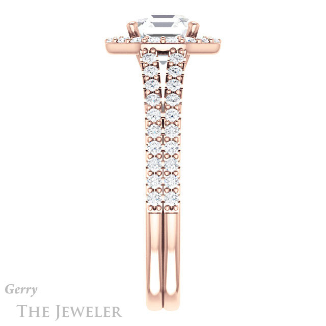 Asscher Cut Forever One Engagement Ring Setting #GTJ1139-asscher-fo-r | Gerry The Jeweler 14k Rose Gold Asscher Cut Forever One Engagement Ring Setting #GTJ1139-asscher-fo-r