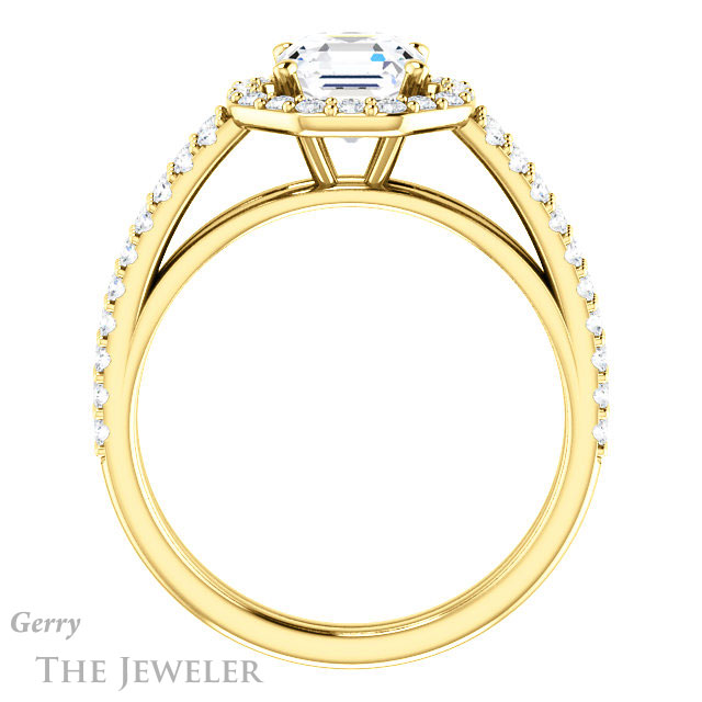 Asscher Cut Forever One Engagement Ring Setting #GTJ1139-asscher-fo-y | Gerry The Jeweler 14k Yellow Gold Asscher Cut Forever One Engagement Ring Setting #GTJ1139-asscher-fo-y
