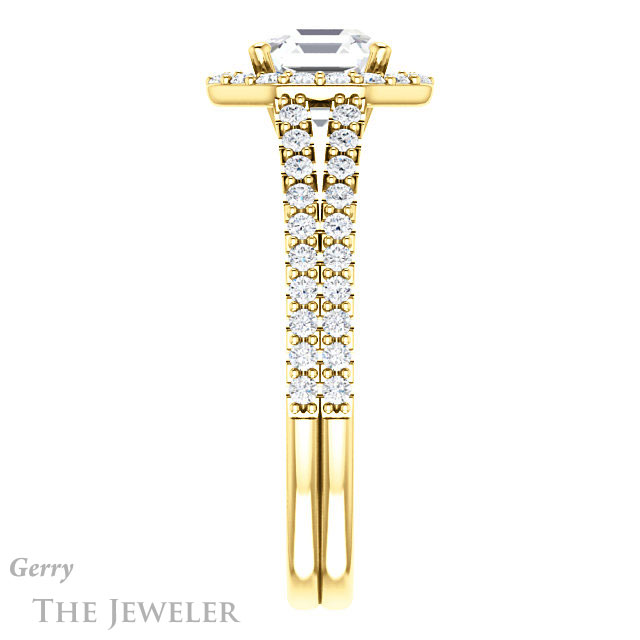 Asscher Cut Forever One Engagement Ring Setting #GTJ1139-asscher-fo-y | Gerry The Jeweler 14k Yellow Gold Asscher Cut Forever One Engagement Ring Setting #GTJ1139-asscher-fo-y