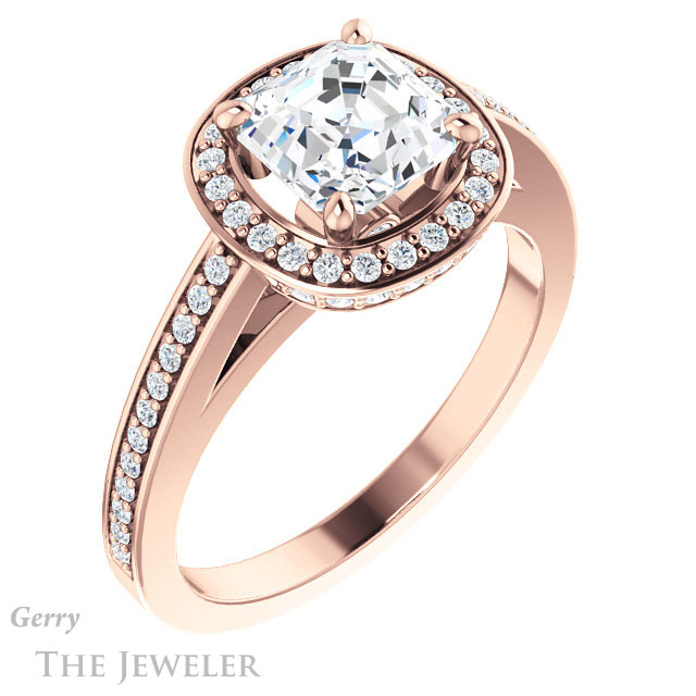 14k Rose Gold Asscher Cut Forever One Engagement Ring Setting #GTJ1140-asscher-fo-r