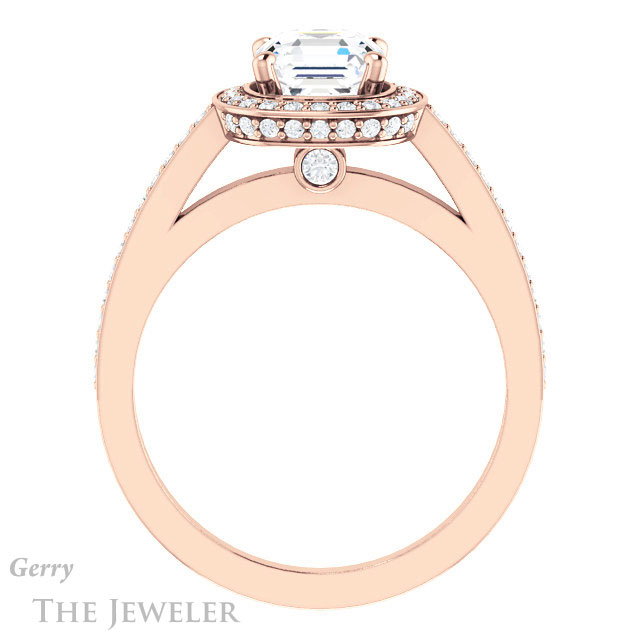 14k Rose Gold Asscher Cut Forever One Engagement Ring Setting #GTJ1140-asscher-fo-r