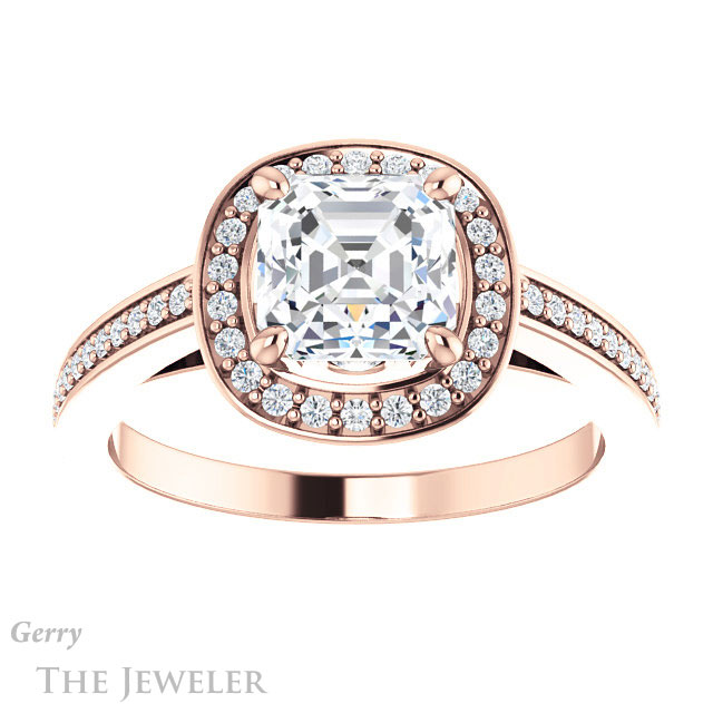 14k Rose Gold Asscher Cut Forever One Engagement Ring Setting #GTJ1140-asscher-fo-r