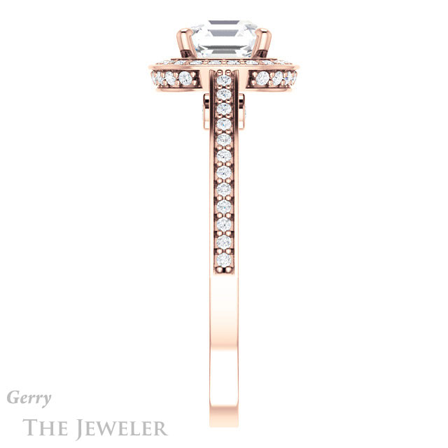 14k Rose Gold Asscher Cut Forever One Engagement Ring Setting #GTJ1140-asscher-fo-r