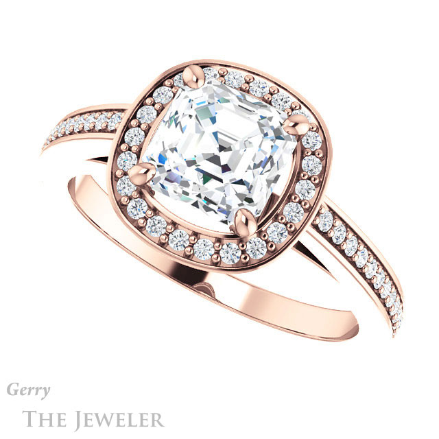14k Rose Gold Asscher Cut Forever One Engagement Ring Setting #GTJ1140-asscher-fo-r