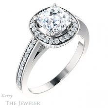 14k White Gold Asscher Cut Forever One Engagement Ring Setting #GTJ1140-asscher-fo-w