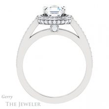 14k White Gold Asscher Cut Forever One Engagement Ring Setting #GTJ1140-asscher-fo-w