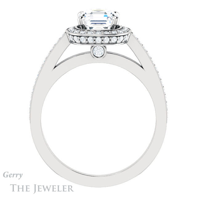14k White Gold Asscher Cut Forever One Engagement Ring Setting #GTJ1140-asscher-fo-w