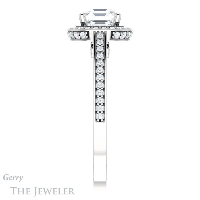 14k White Gold Asscher Cut Forever One Engagement Ring Setting #GTJ1140-asscher-fo-w