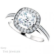 14k White Gold Asscher Cut Forever One Engagement Ring Setting #GTJ1140-asscher-fo-w