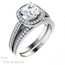 14k White Gold Asscher Cut Forever One Engagement Ring Setting #GTJ1140-asscher-fo-w