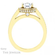 14k Yellow Gold Asscher Cut Forever One Engagement Ring Setting #GTJ1140-asscher-fo-y