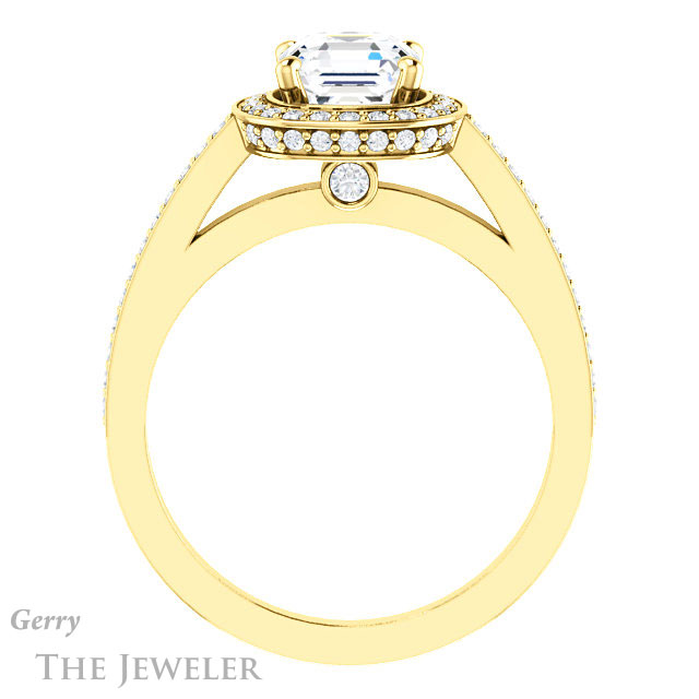 14k Yellow Gold Asscher Cut Forever One Engagement Ring Setting #GTJ1140-asscher-fo-y