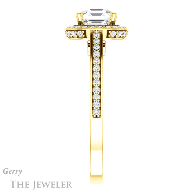 14k Yellow Gold Asscher Cut Forever One Engagement Ring Setting #GTJ1140-asscher-fo-y