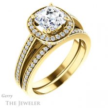 14k Yellow Gold Asscher Cut Forever One Engagement Ring Setting #GTJ1140-asscher-fo-y