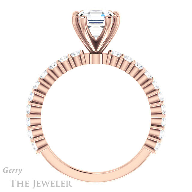 14k Rose Gold Asscher Cut Forever One Engagement Ring Setting #GTJ1141-asscher-fo-r