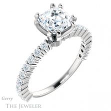 14k White Gold Asscher Cut Forever One Engagement Ring Setting #GTJ1141-asscher-fo-w