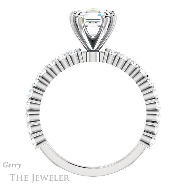 14k White Gold Asscher Cut Forever One Engagement Ring Setting #GTJ1141-asscher-fo-w