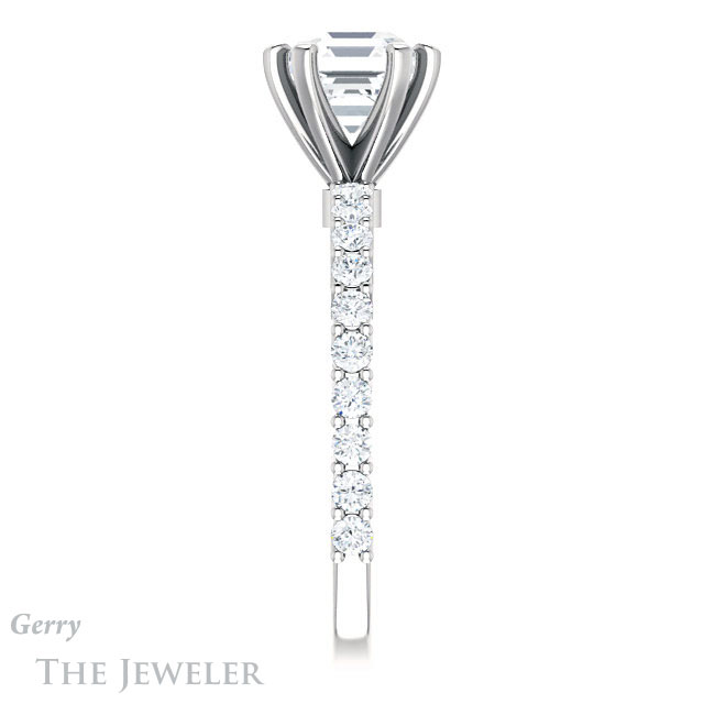 14k White Gold Asscher Cut Forever One Engagement Ring Setting #GTJ1141-asscher-fo-w
