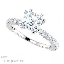 14k White Gold Asscher Cut Forever One Engagement Ring Setting #GTJ1141-asscher-fo-w