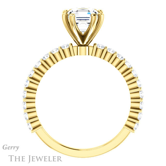 14k Yellow Gold Asscher Cut Forever One Engagement Ring Setting #GTJ1141-asscher-fo-y