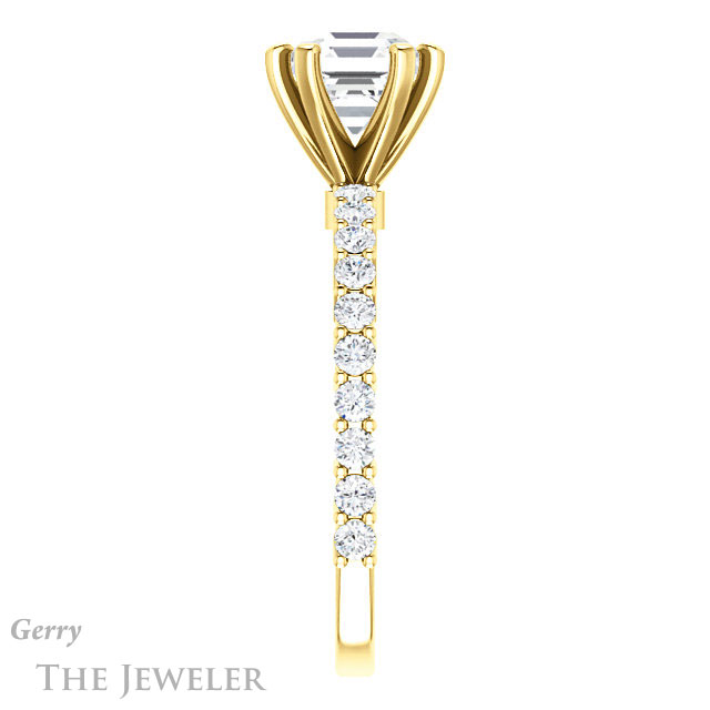 14k Yellow Gold Asscher Cut Forever One Engagement Ring Setting #GTJ1141-asscher-fo-y
