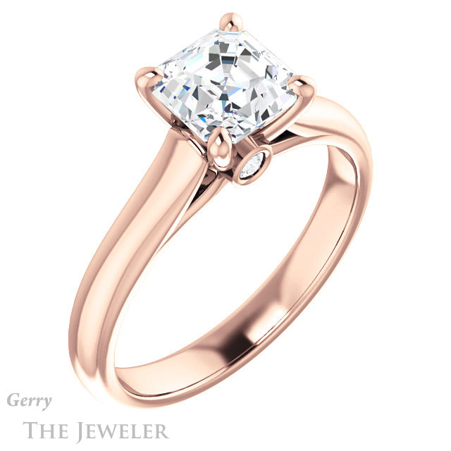 14k Rose Gold Asscher Cut Forever One Engagement Ring Setting #GTJ1142-asscher-fo-r 4 14k Rose Gold Asscher Cut Forever One Engagement Ring Setting #GTJ1142-asscher-fo-r