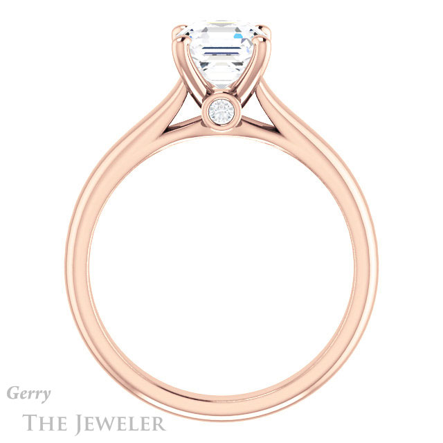 14k Rose Gold Asscher Cut Forever One Engagement Ring Setting #GTJ1142-asscher-fo-r
